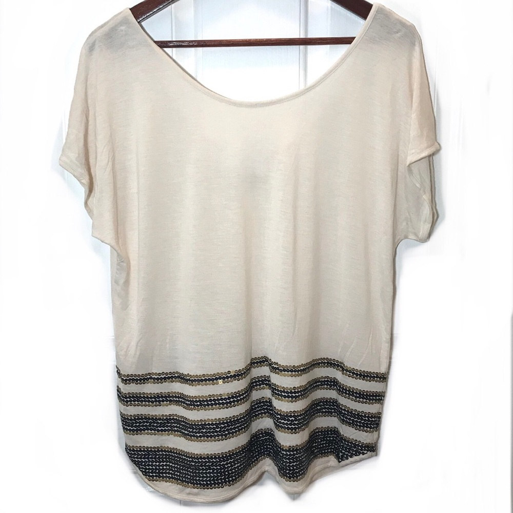 Club Monaco sequin scoop neck blouse